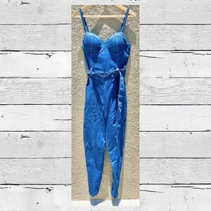 Haute Monde denim overalls jumpsuit w/fitted bodice Sz M